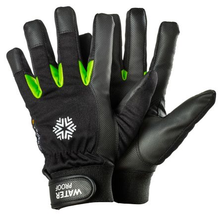 Tegera TEGERA Black, Green Synthetic Leather Waterproof Work Gloves, Size 12 [517-12]; 124-191