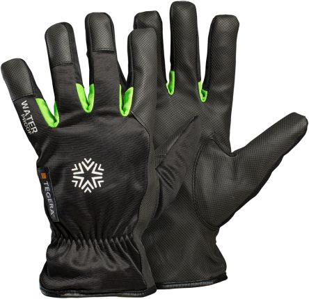 Tegera TEGERA Black, Green Synthetic Leather Cold Resistant Work Gloves, Size 9 [518-9]; 124-201