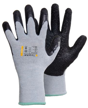 Tegera TEGERA Black, Grey Cotton, Polyester Heat Resistant Work Gloves, Size 7, Latex Coating [612-7]; 124-275