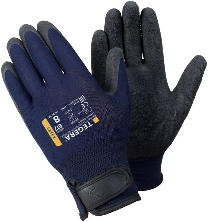 Tegera TEGERA Black, Blue Nylon Damp Environment Work Gloves, Size 11, Latex Coating [617-11]; 124-280