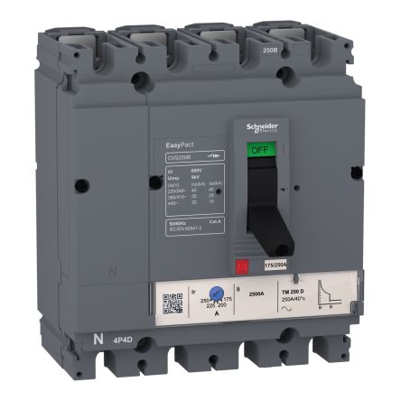 Schneider Electric EasyPact CVS100...250 Thermal Circuit Breaker - EasyPact CVS 4 Pole 440V ac Voltage Rating Fixed, [LV510311]; 124-530