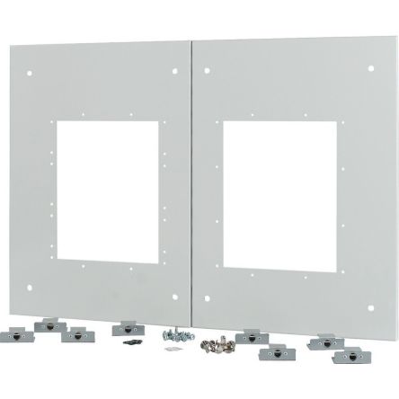 Eaton Grey 2 Gang Blind Plate Metal Faceplate & Mounting Plate [178380 XTMP2IX16FC-H550W800]; 124-915