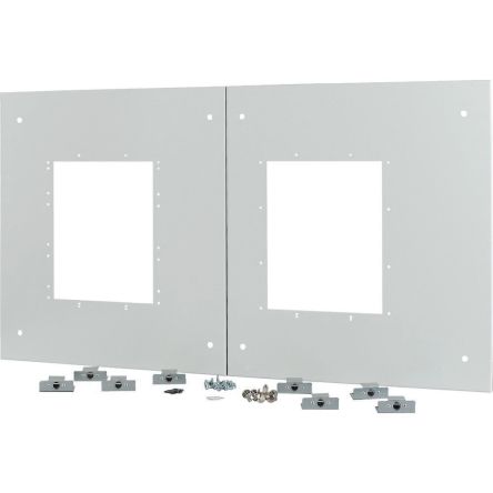 Eaton Grey 2 Gang Blind Plate Metal Faceplate & Mounting Plate [178381 XTMP2IX16FC-H550W1000]; 124-916