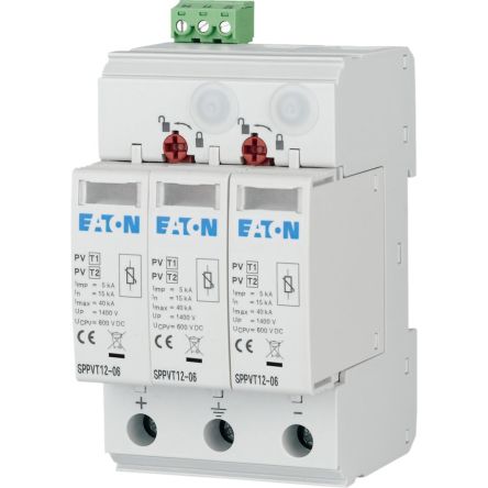 Eaton Surge Protector, 40kA, 3.5kV, DIN Rail Mount [177255 SPPVT12-10-2+PE-AX]; 125-224