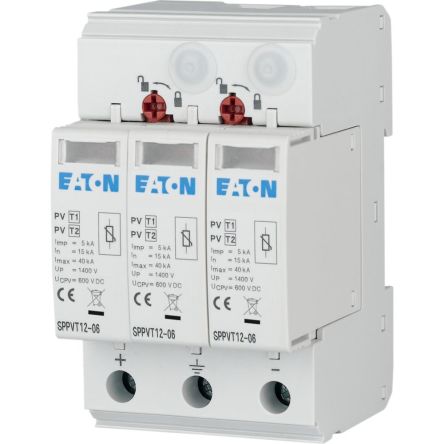 Eaton Surge Protector, 40kA, 2.6kV, DIN Rail Mount [177258 SPPVT12-06-2+PE]; 125-228