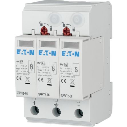 Eaton Surge Protector, 40kA, 2.7kV, DIN Rail Mount [176088 SPPVT2-06-2+PE]; 125-807