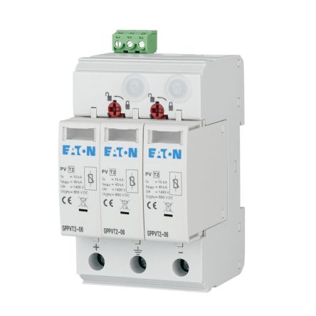 Eaton Surge Protector, 40kA, 2.7kV, DIN Rail Mount [176087 SPPVT2-06-2+PE-AX]; 126-015