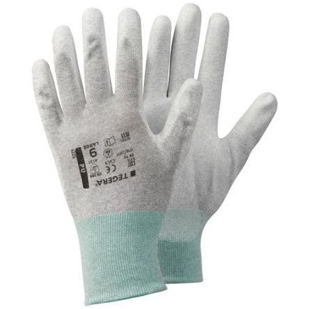 Tegera TEGERA Grey, White Carbon, Nylon Dry Environment Work Gloves, Size 10, Polyurethane Coating [811-10]; 126-421