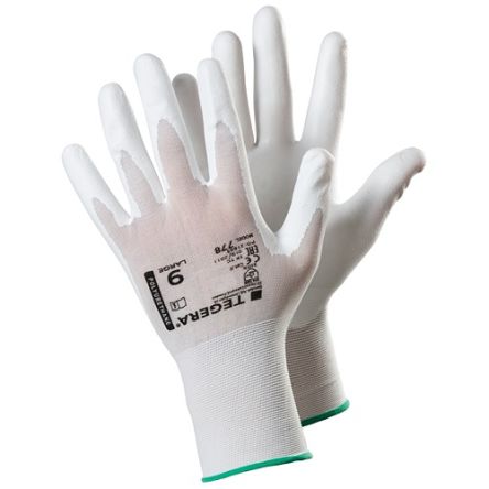 Tegera TEGERA White Nylon Dry Environment Work Gloves, Size 8, Polyurethane Coating [778-8]; 126-557