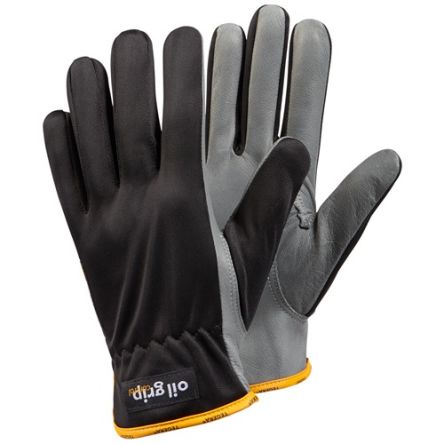 Tegera TEGERA Black, Grey Leather Heat Resistant Work Gloves, Size 8 [6614-8]; 126-596