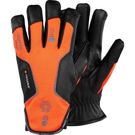 Tegera TEGERA Black, Orange Leather Cut Resistant Work Gloves, Size 11 [7799-11]; 126-620
