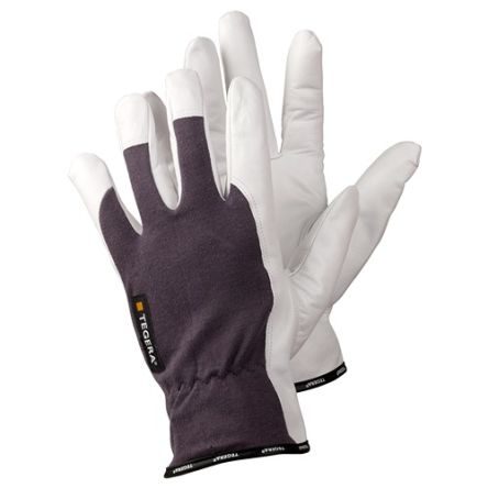 Tegera TEGERA Grey, White Leather Dry Environment Work Gloves, Size 9 [671-9]; 126-646