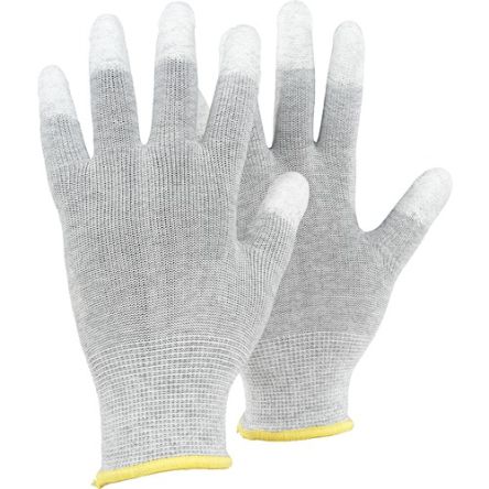 Tegera TEGERA Grey, White Carbon, Polyester ESD Protection Work Gloves, Size 11, Polyurethane Coating [801-11]; 126-669
