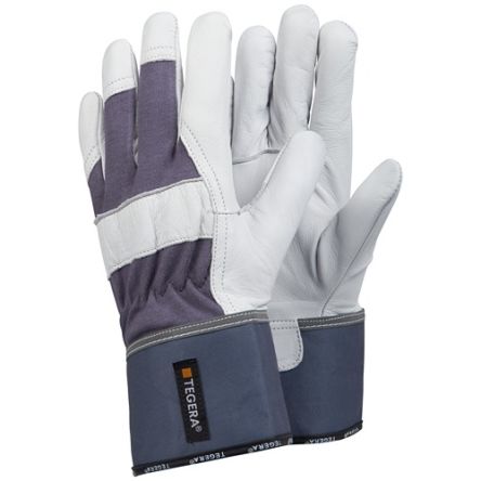 Tegera TEGERA Grey, White Leather Harsh Environment Work Gloves, Size 9 [680-9]; 126-952