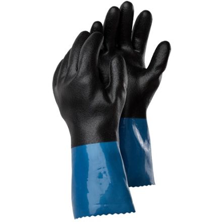 Tegera TEGERA Black, Blue Nylon, Tricot Chemical Resistant Work Gloves, Size 11, Nitrile, PVC Coating [71000-11]; 127-005