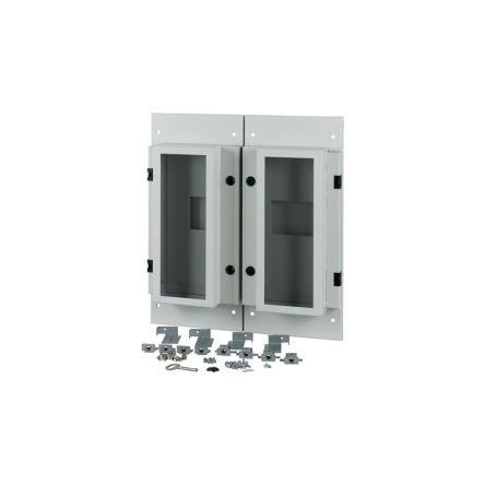 Eaton Grey 2 Gang Front Plate Steel Faceplate & Mounting Plate [180507 XM2N43F06C-55-XMV]; 127-242