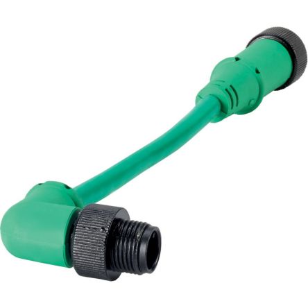 Eaton Right Angle Male M12 to Straight Female M12 Cable, 100mm [183155 SWD4-M1LR5-RS]; 127-355