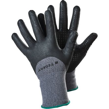 Tegera TEGERA Black, Grey Nylon, Spandex Dry Environment Work Gloves, Size 7, Nitrile Coating [874-7]; 127-892