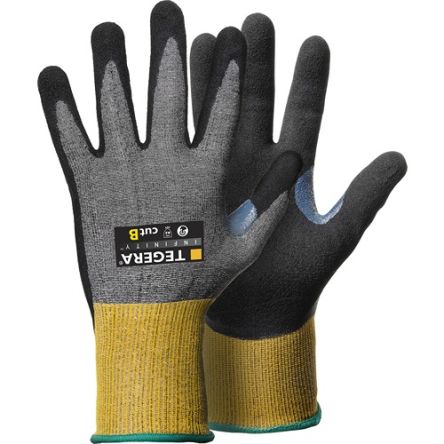 Tegera TEGERA Green, Yellow Carbon, CRF Technology, HPPE, Nylon, Stainless Steel Fibre Yarn Cut Resistant Work Gloves, [8805-6]; 127-924