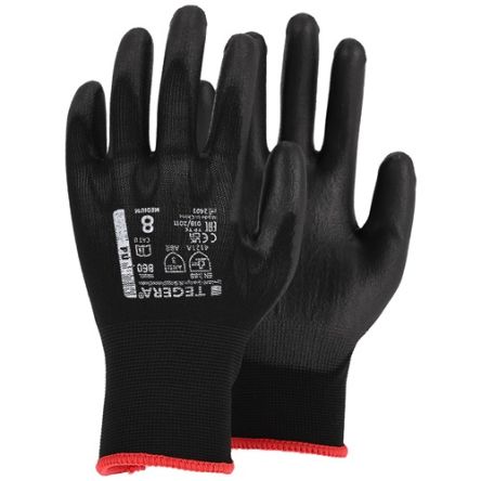 Tegera TEGERA Black Nylon Dry Environment Work Gloves, Size 6, Polyurethane Coating [860-6]; 127-948
