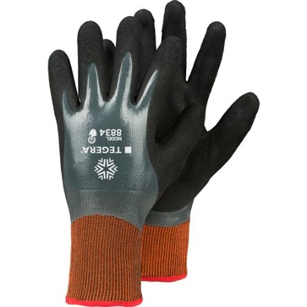 Tegera TEGERA Black, Grey, Orange Acrylic, Polyester (Liner) Cold Resistant Work Gloves, Size 12, Nitrile Coating [8834-12]; 128-052
