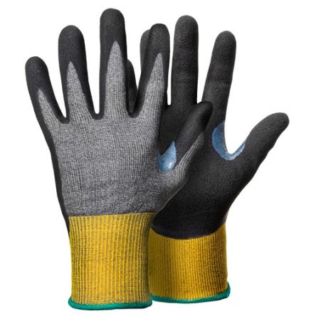 Tegera TEGERA Black, Yellow CRF Technology, Glass Fibre Thread, HPPE, Nylon, Spandex Cut Resistant Work Gloves, Size 7, [8807W-7]; 128-150