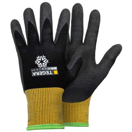 Tegera TEGERA Black, Yellow Acrylic, Fleece, Nylon, Spandex Cold Resistant Work Gloves, Size 10, Nitrile, Nitrile Foam, [8810-10]; 128-166