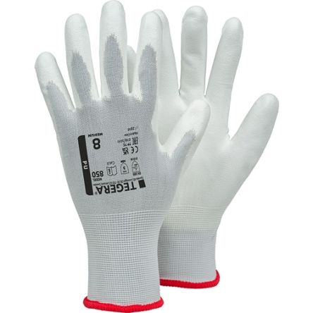 Tegera TEGERA White Nylon Dry Environment Work Gloves, Size 9, Polyurethane Coating [850-9]; 128-241