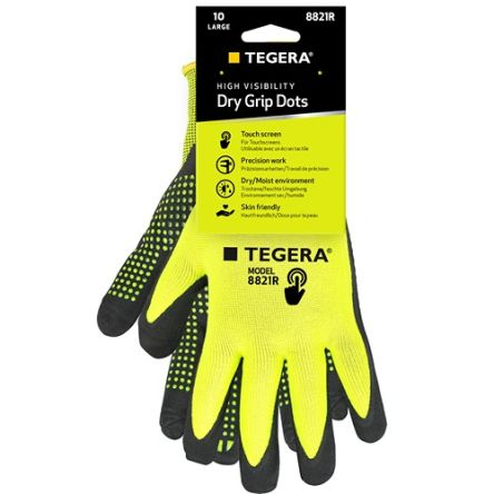 Tegera TEGERA Black, Yellow Polyester, Spandex Heat Resistant Work Gloves, Size 12, Nitrile Coating [8821R-12]; 128-251