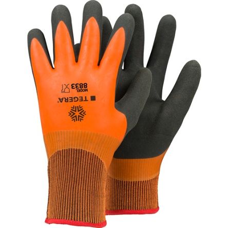 Tegera TEGERA Grey, Orange Acrylic, Polyester (Liner) Cold Resistant Work Gloves, Size 6, Latex Coating [8833-6]; 128-406