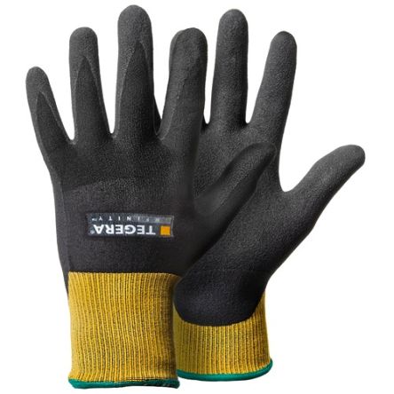 Tegera TEGERA Black, Yellow Nylon, Spandex Heat Resistant Work Gloves, Size 8, Nitrile, Polyurethane Coating [8801-8]; 128-752