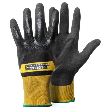 Tegera TEGERA Black, Yellow Nylon Heat Resistant Work Gloves, Size 11, Nitrile, Nitrile Foam, Waterbased PU Coating [8803-11]; 128-775