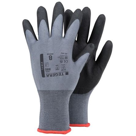 Tegera TEGERA Black, Grey Nylon Dry Environment Work Gloves, Size 11, PVC Coating [880-11]; 128-889