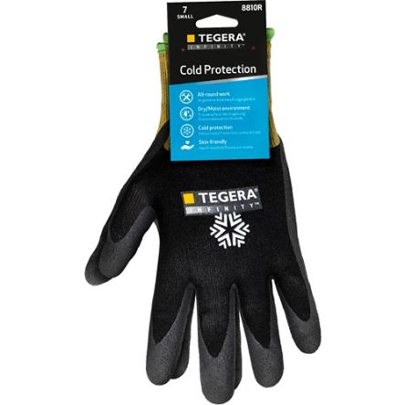 Tegera TEGERA Black, Yellow Acrylic, Fleece, Nylon, Spandex Cold Resistant Work Gloves, Size 7, Nitrile, Nitrile Foam, [8810R-7]; 128-927