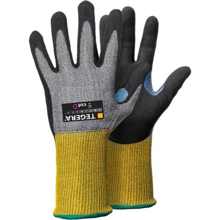 Tegera TEGERA Black, Yellow CRF Technology, Glass Fibre Thread, HPPE, Nylon, Spandex Cut Resistant Work Gloves, Size [8811-10]; 128-932