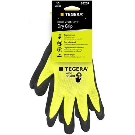 Tegera TEGERA Black, Yellow Polyester, Spandex Heat Resistant Work Gloves, Size 9, Nitrile Foam Coating [8820R-9]; 128-995