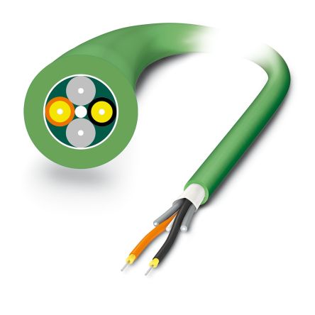 Phoenix Contact Unterminated to Unterminated Duplex Duplex Fibre Optic Cable, 2.2mm, Green, 1m [2313766]; 130-305