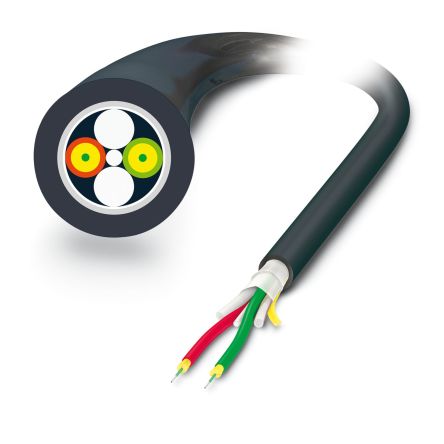 Phoenix Contact Unterminated to Unterminated Duplex Multi Mode Fibre Optic Cable, 2.2mm, Black, 1m [2799432]; 130-308