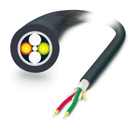 Phoenix Contact Unterminated to Unterminated Duplex Duplex Fibre Optic Cable, 2.2mm, Black, 1m [2799445]; 130-309