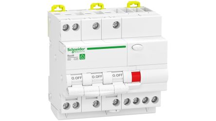 Schneider Electric RCBO, 20A Current Rating, 3P Poles, 30mA Trip Sensitivity, Type C, Resi9 Range [R9PDCS20]; 130-504