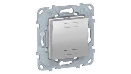 Schneider Electric Silver Push Button Light Switch, 1 Gang, New Unica [NU553030]; 130-525