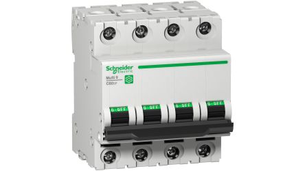 Schneider Electric Multi9 Multi9 MCB, 4P, 2A Curve B, 240V AC, 10 kA Breaking Capacity [M9F21402]; 130-711