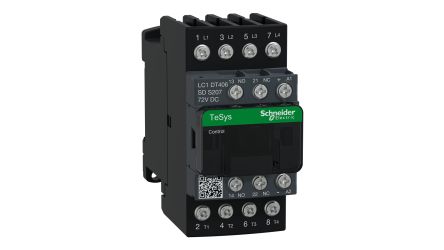 Schneider Electric TeSys Deca TeSyS D Contactor, 72 VDC Coil, 4-Pole, 40 A, 4NO, 690 V ac [LC1DT406SDS207]; 130-717
