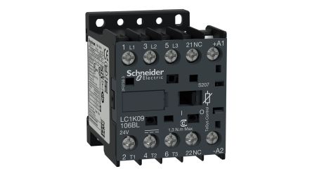 Schneider Electric TeSys TeSyS K Contactor, 24 V dc Coil, 3-Pole, 20 A, 4 kW, 3NO, 690 V ac [LC1K09106BLS207]; 130-790