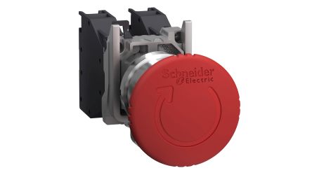 Schneider Electric Harmony Series Emergency Stop Push Button, Slow Break, Panel Mount, 22.5mm Cutout, 1 NO + 1 NC, IP65 [XB4BS8445GEX]; 130-876