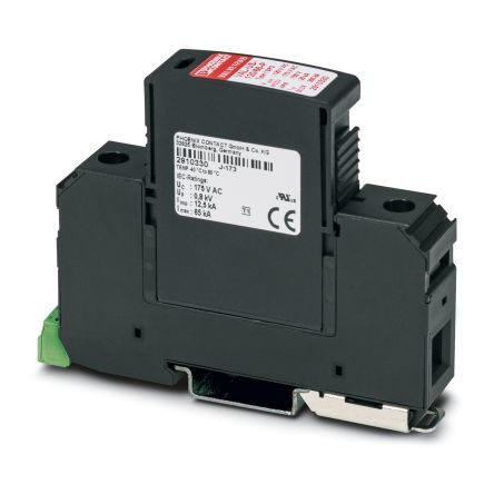 Phoenix Contact 1 Phase Surge Protector, 65kA, 400V (Volts), DIN Rail Mount [2910345]; 131-204