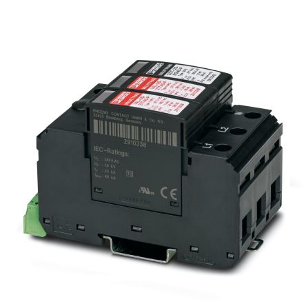 Phoenix Contact 1 Phase Surge Protector, 40kA, 1200V (Volts), DIN Rail Mount [2910352]; 131-477