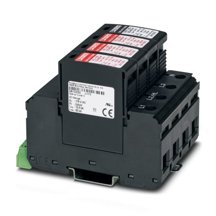 Phoenix Contact 3 Phase Surge Protector, 65kA, 1200V (Volts), DIN Rail Mount [2910360]; 131-484
