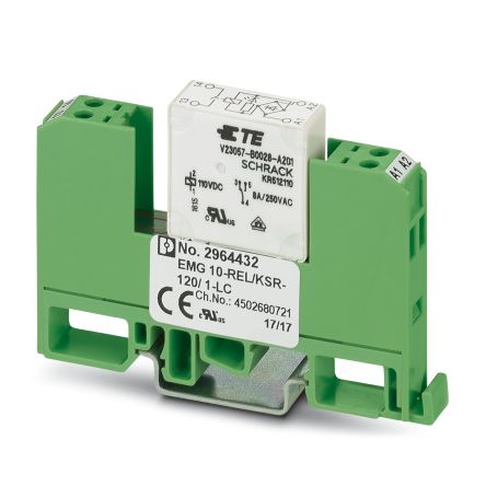 Phoenix Contact EMG Series Relay Module, DIN Rail Mount, 120V Coil, SPST, 6A Load [2964432]; 131-581
