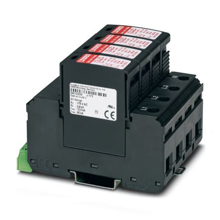 Phoenix Contact 3 Phase Surge Protector, 80kA, 2000V (Volts), DIN Rail Mount [2910380]; 131-669